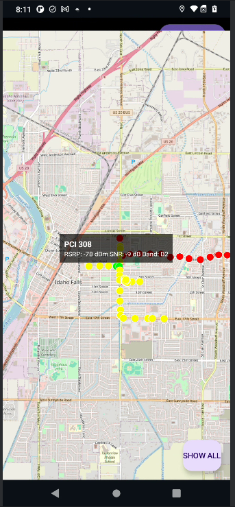 Cellfire App - Drive Test Map
